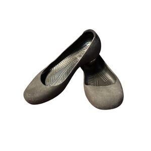 Crocs Black faux suede ballet shoes flats women's size 5